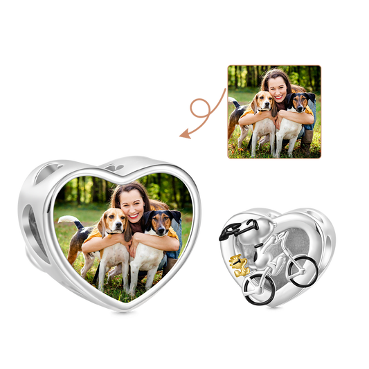 Gnoce Peanuts Woodstock & Snoopy Riding Bike Photo Charm_1