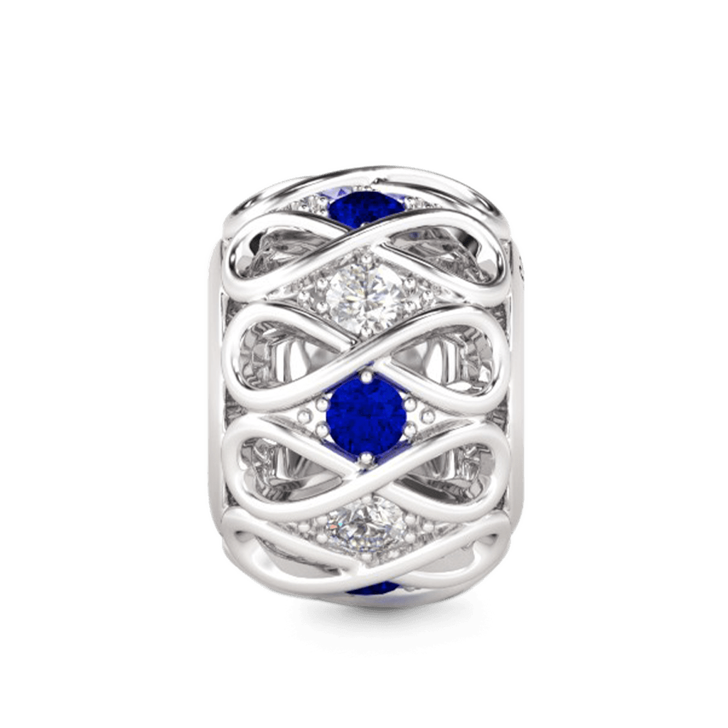 Gnoce "Infinity Hope" 925 Sterling Silver Blue-and-white Clear Crystals Hollow Bead Charms_1