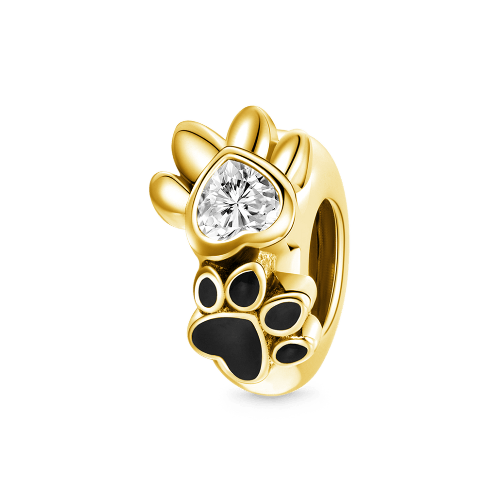 Gnoce 18k Gold Plated Pet Paws Stopper for Charm Bracelets_1