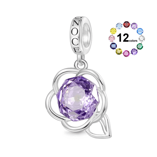 Gnoce Rose-cut Birthstone Floral Pendant Dangle Charm_1