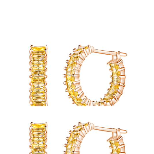 Gnoce Citrine Baguette Cut Eternity Hoop Earrings_1