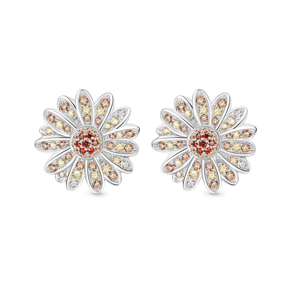 Gnoce Yellow Citrine Daisy Stud Earrings_1