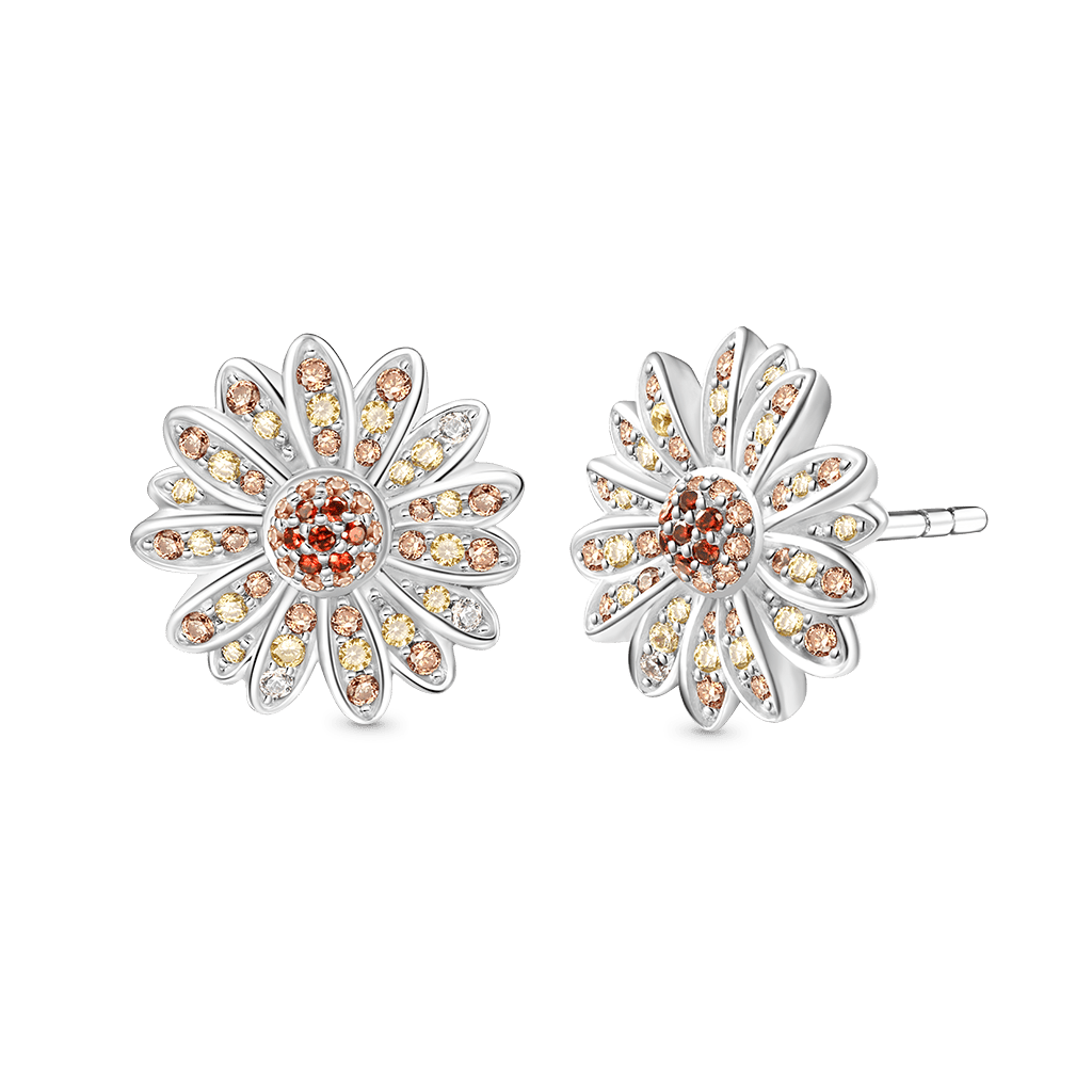 Gnoce Yellow Citrine Daisy Stud Earrings_3