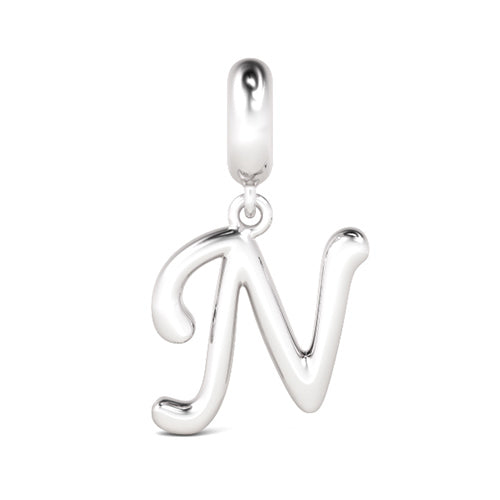 Gnoce "New Life"  Letter N 925 Sterling Silver Dangling Charm Great for Bracelet, Choker, Necklace_1
