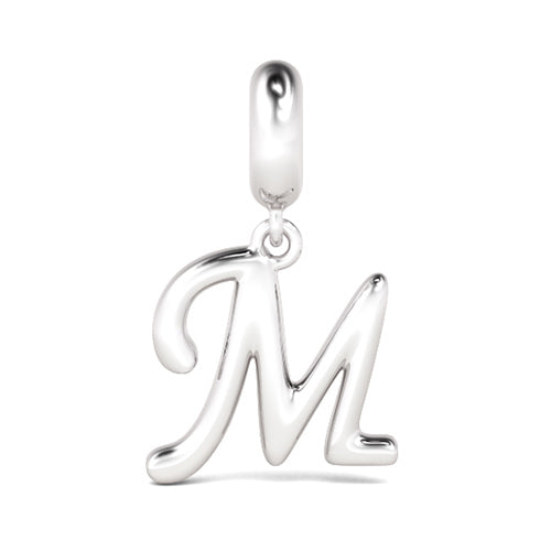 Gnoce "Make You Feel My Love "  Letter M 925 Sterling Silver Dangling Charm Great for Bracelet, Choker, Necklace_1