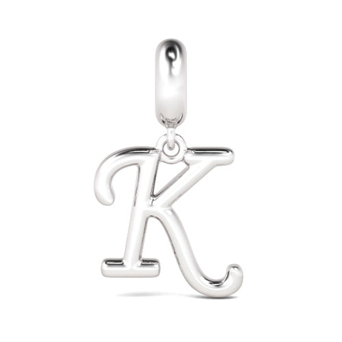 Gnoce "Kiss, the gift of Love"  Letter K 925 Sterling Silver Dangling Charm Great for Bracelet, Choker, Necklace_1