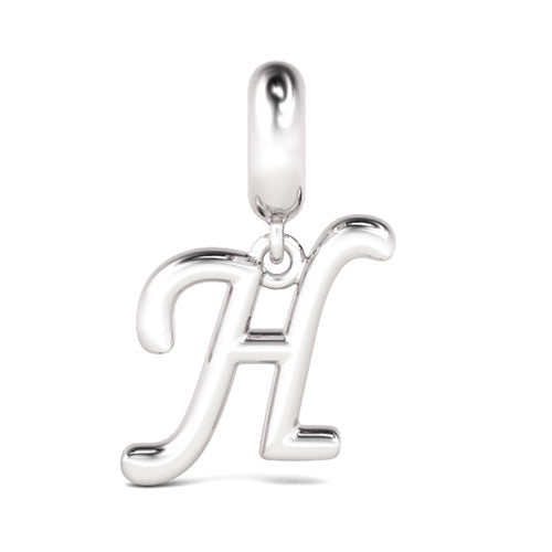 Gnoce "Think Happy, Be Happy " Letter H 925 Sterling Silver Dangling Charm Great for Bracelet, Choker, Necklace_1