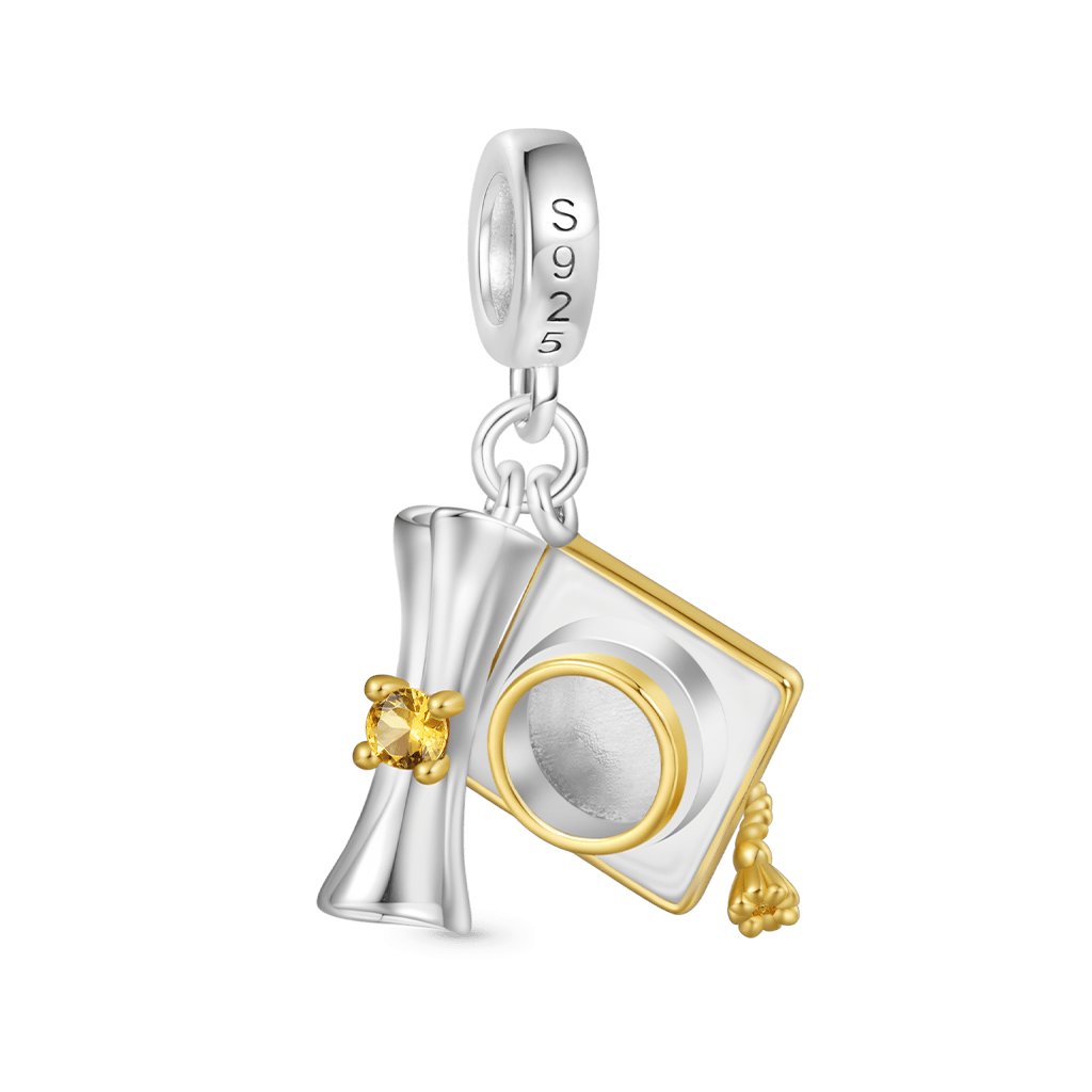 Gnoce Engravable Graduation Season Bachelor Cap Pendant Dangle Charm_2