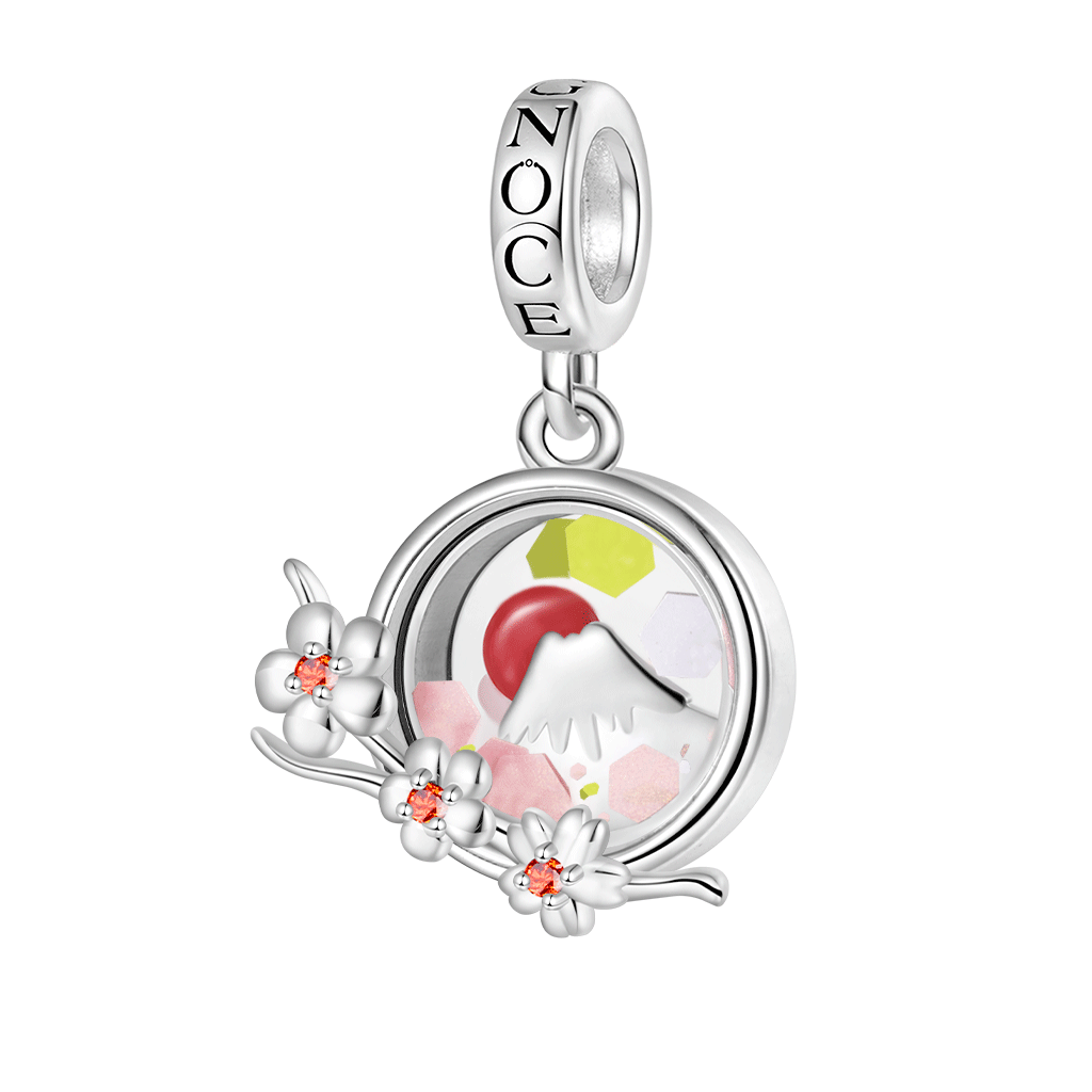 Gnoce Cherry Blossom Mount Fuji Quicksand Pendant Dangle Charm_1