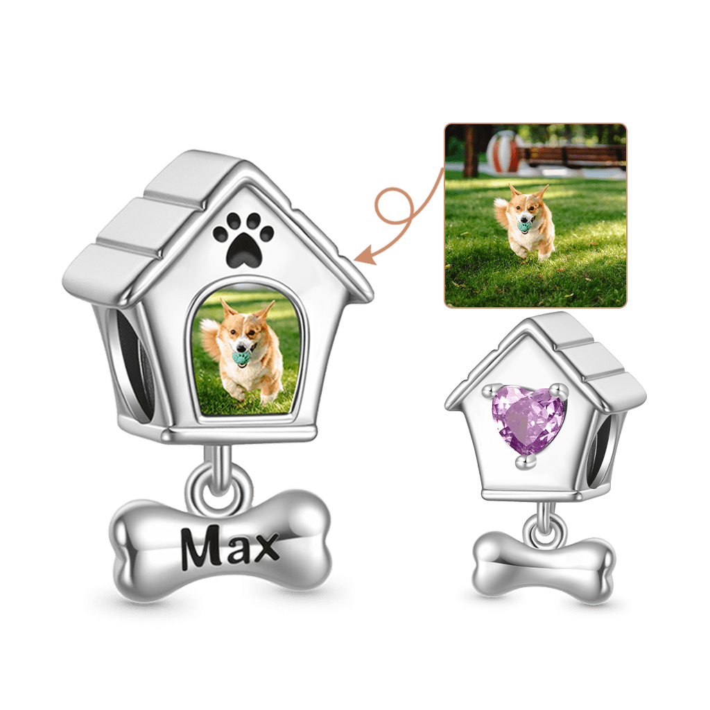 Gnoce Engravable Pet Dog House Photo Charm_1