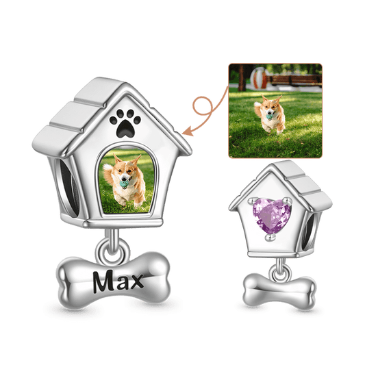 Gnoce Engravable Pet Dog House Photo Charm_1