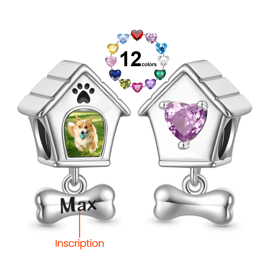 Gnoce Engravable Pet Dog House Photo Charm_4