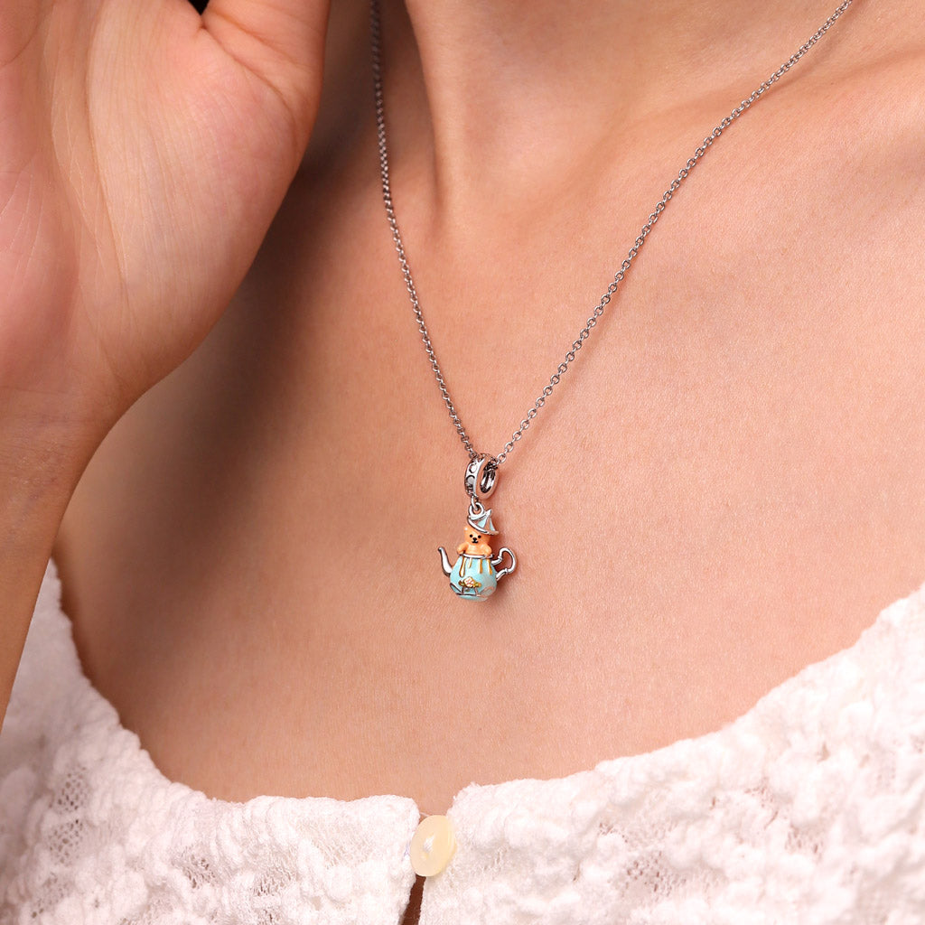 Gnoce Bear Teapot Pendant Dangle Charm_5