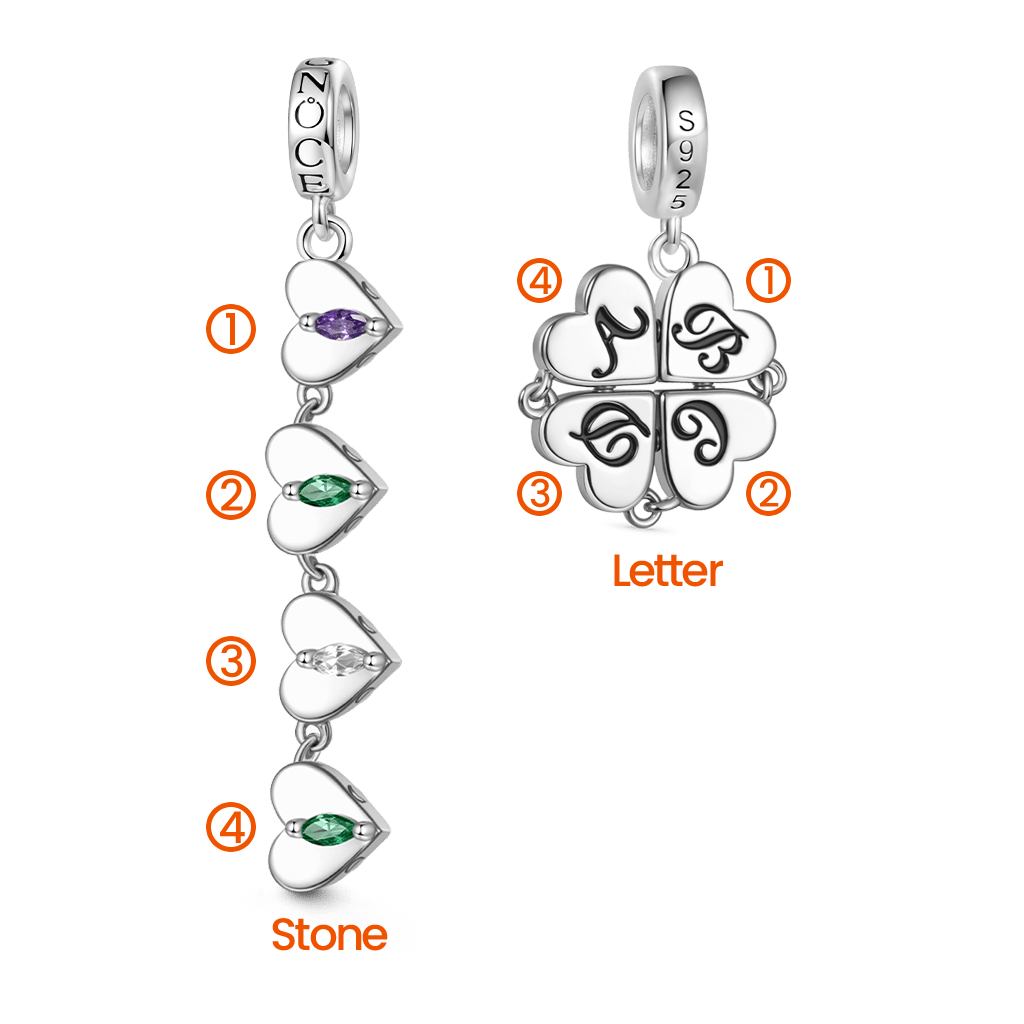 Gnoce Engravable Magnetic Four-leaf Clover Birthstone Pendant Dangle Charm_4