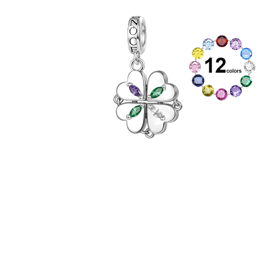 Gnoce Engravable Magnetic Four-leaf Clover Birthstone Pendant Dangle Charm_1