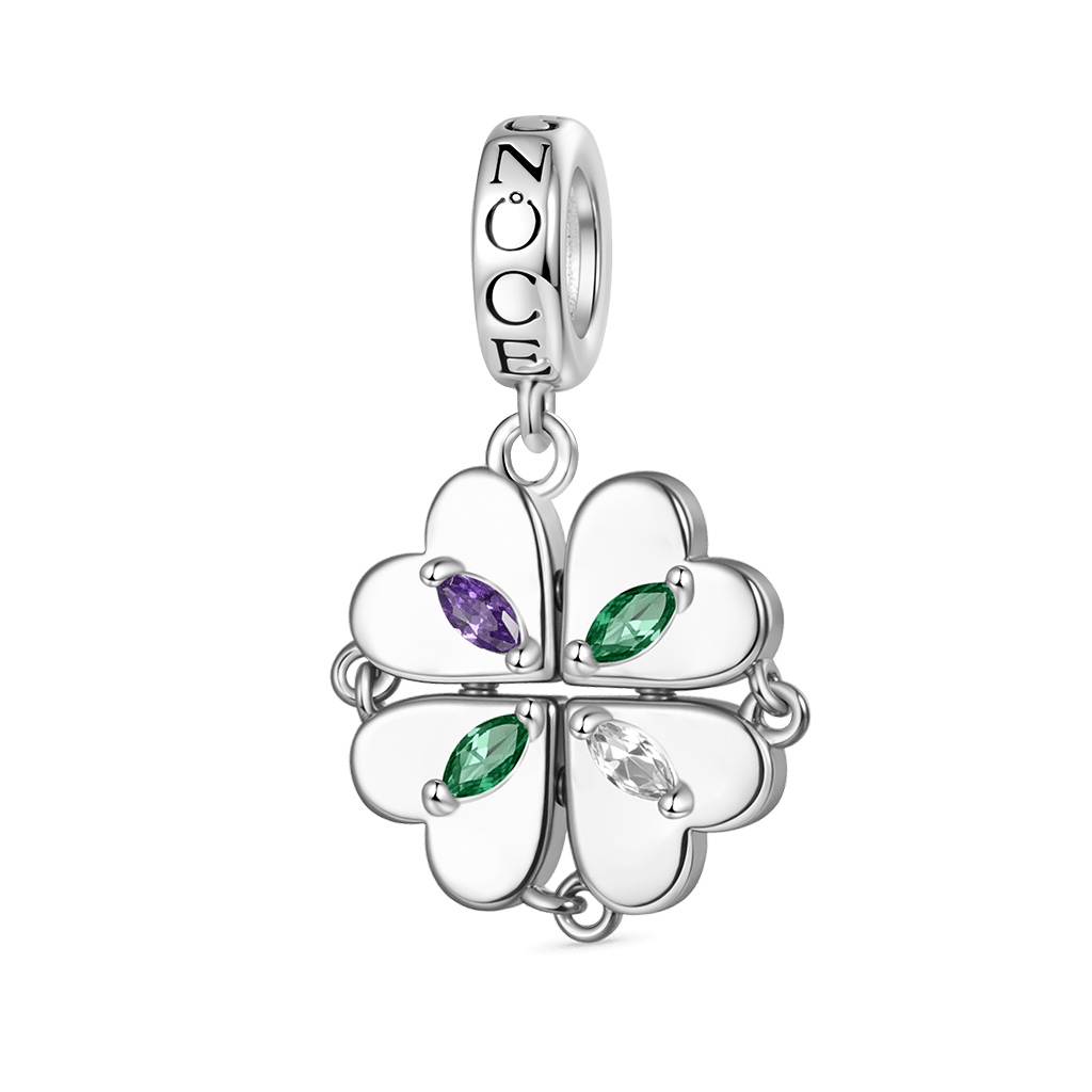 Gnoce Engravable Magnetic Four-leaf Clover Birthstone Pendant Dangle Charm_2