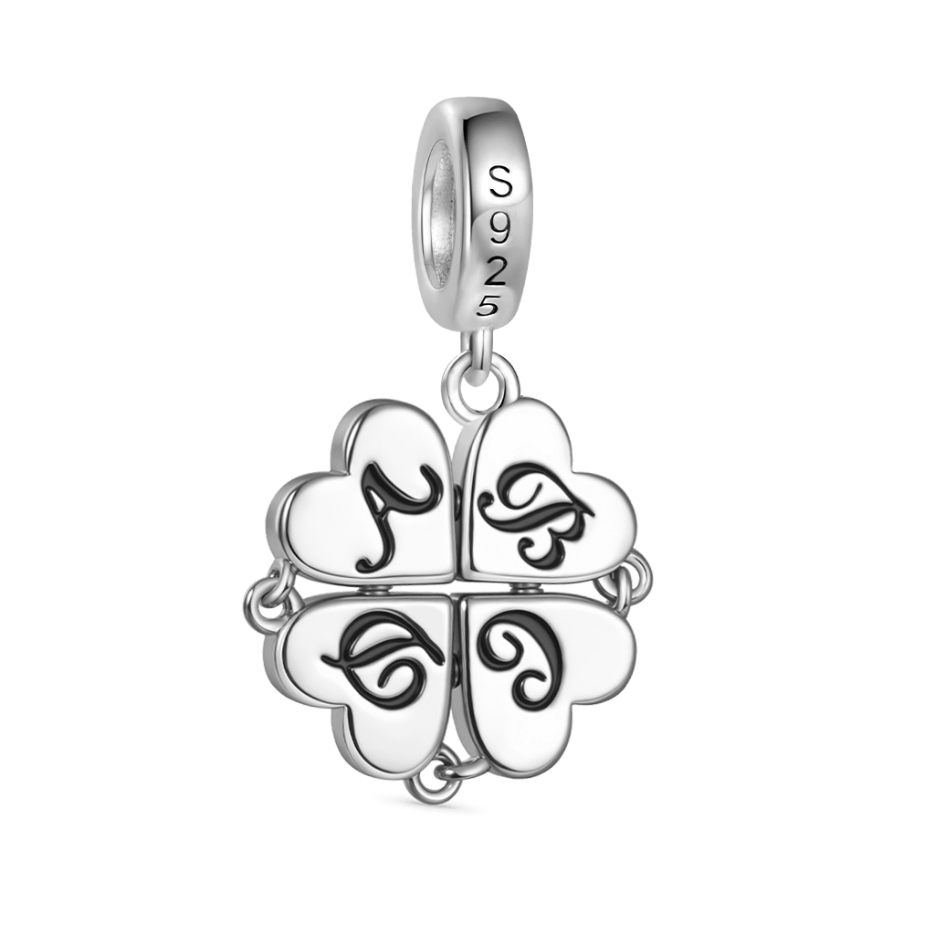 Gnoce Engravable Magnetic Four-leaf Clover Birthstone Pendant Dangle Charm_3