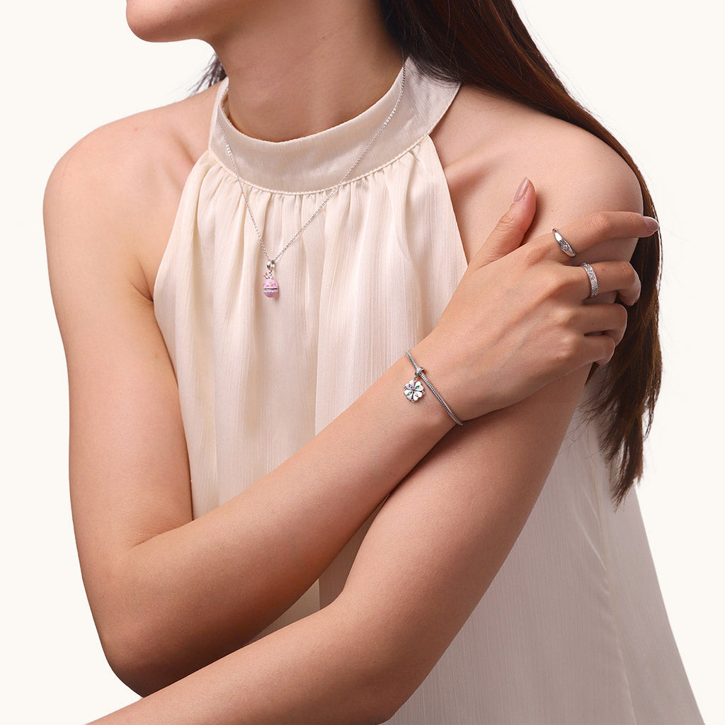 Gnoce Engravable Magnetic Four-leaf Clover Birthstone Pendant Dangle Charm_8