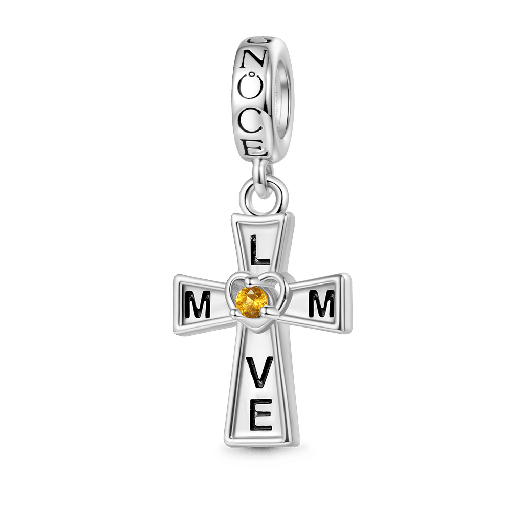Gnoce Love Mom Cross Birthstone Pendant Dangle Charm_2