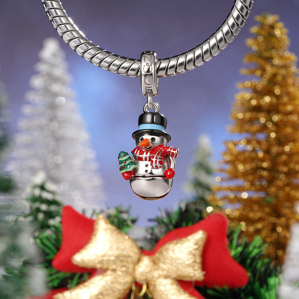 Gnoce Openable Christmas Snowman Birthstone Pendant Dangle Charm_4