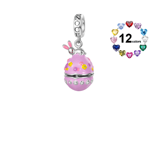 Gnoce Openable Easter Egg Birthstone Pendant Dangle Charm_1