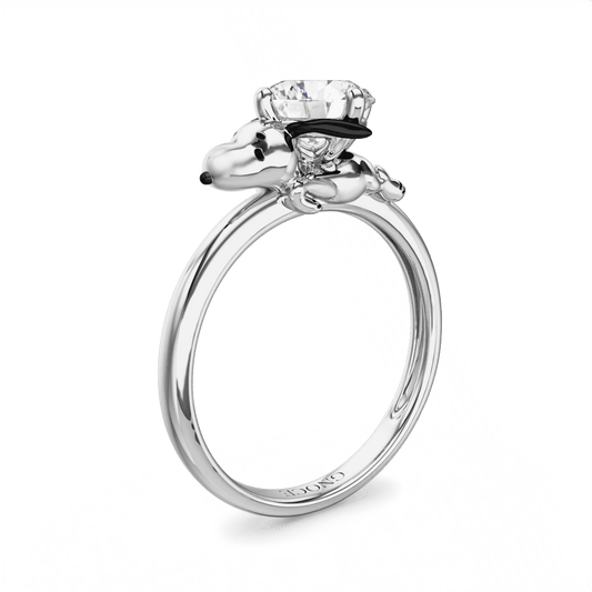 Gnoce Peanuts lovingly Snoopy Embraces Moissanite Round Cut Ring_1