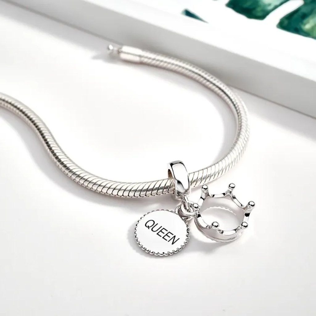 Gnoce Three Tone Queen & Regal Crown Pendant Dangle Charm_3