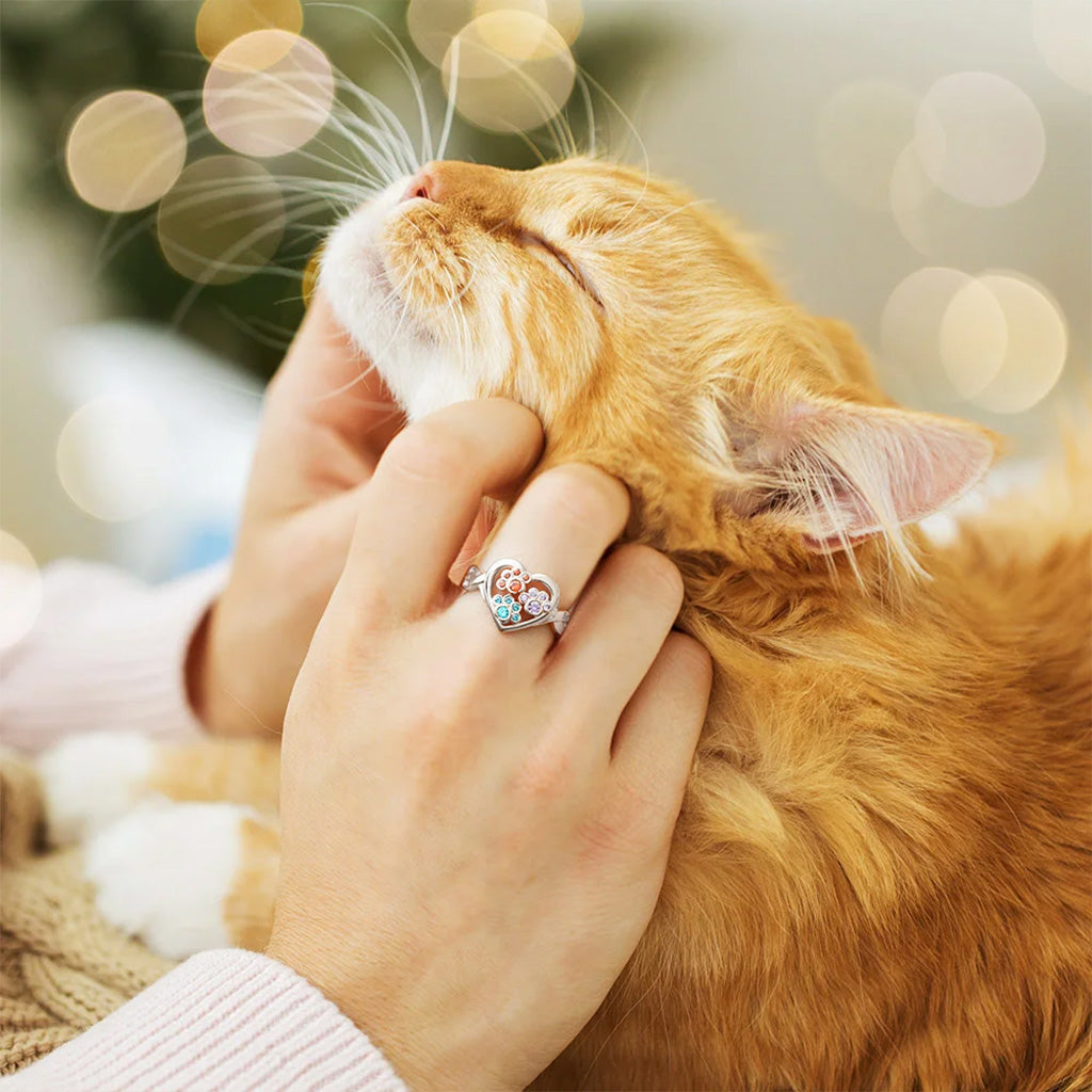 Gnoce Personalized 1-4 Paw Heart Birthstone Ring_3