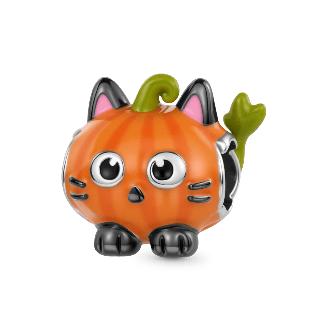 Gnoce Halloween Pumpkin Black Cat Charm_1