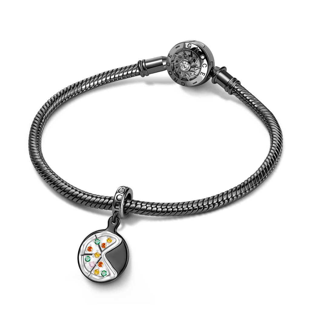 Gnoce Iron Plate Pizza Pendant Dangle Charm_3