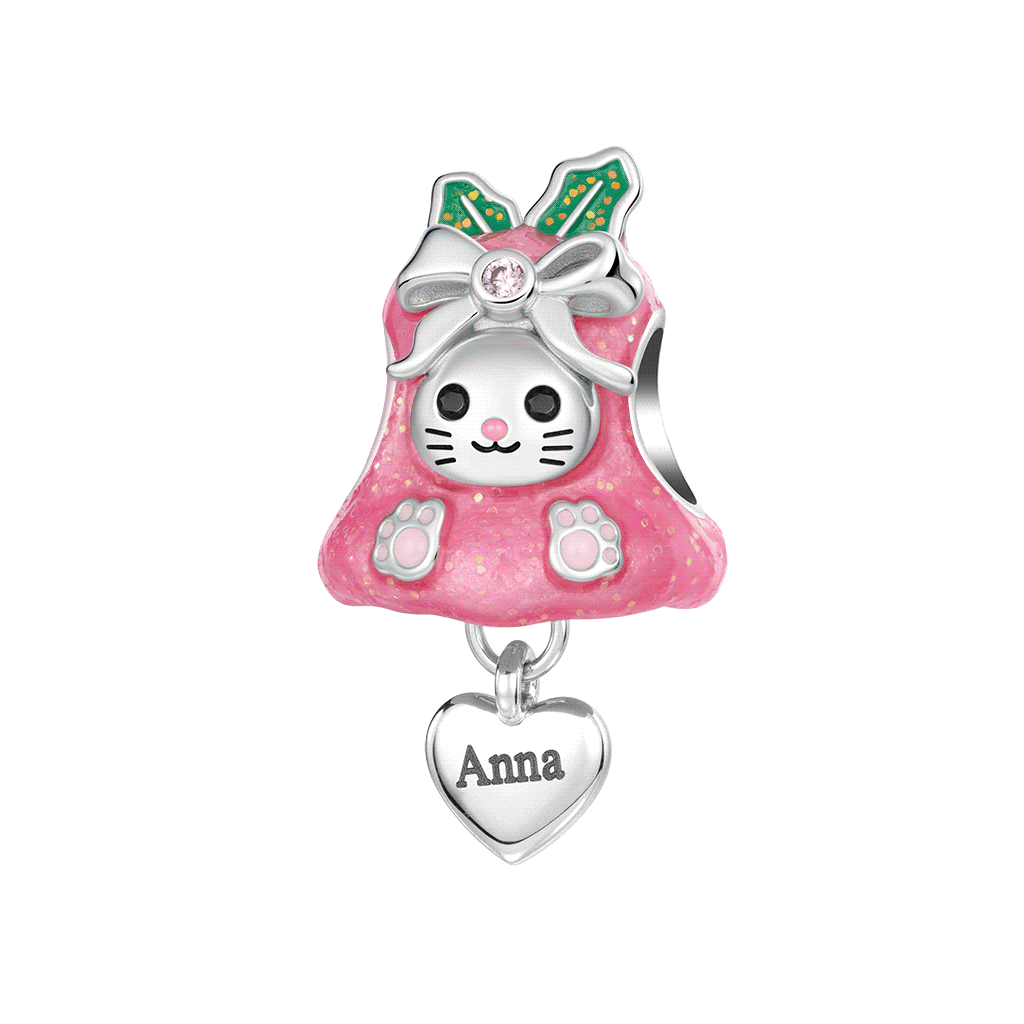 Gnoce Glow-in-the-Dark Christmas Cat Bell Engravable Charm_1