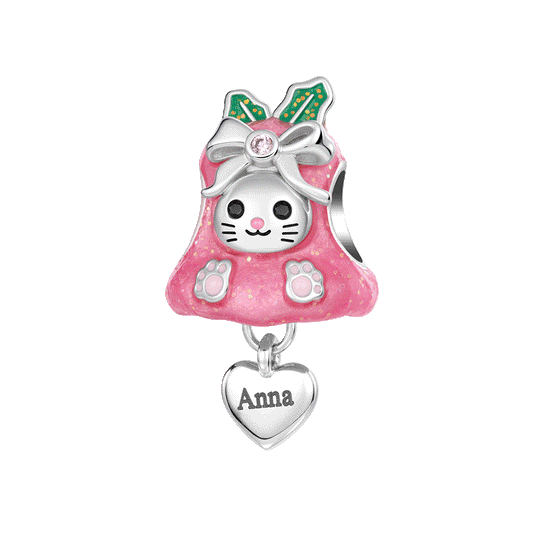Gnoce Glow-in-the-Dark Christmas Cat Bell Engravable Charm_1