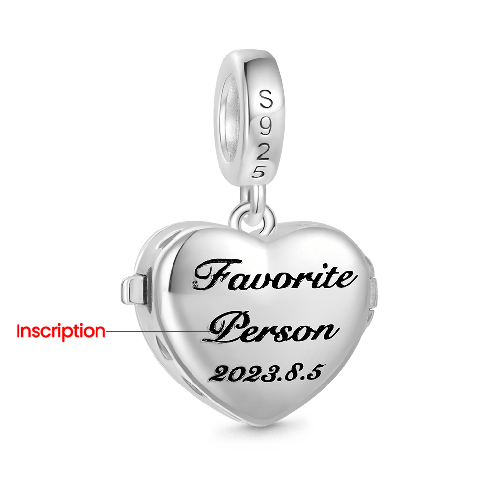 Gnoce Personalized Photo Hollow Heart Birthstone Pendant Dangle Charm_4