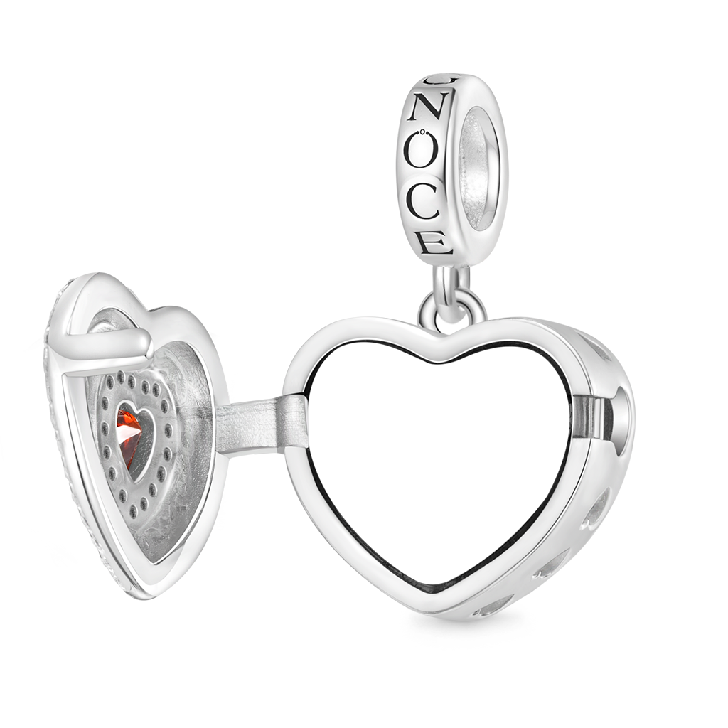 Gnoce Personalized Photo Hollow Heart Birthstone Pendant Dangle Charm_3