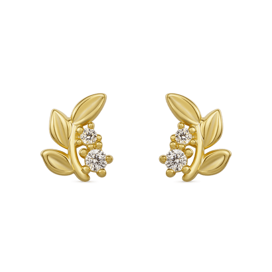 Gnoce 14K/10K Solid Gold Moissanite Leaf Stud Earrings_4