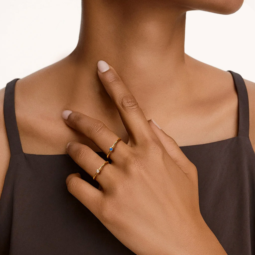 Gnoce 14K/10K Solid Gold Moissanite Minimalist Promise Ring_4