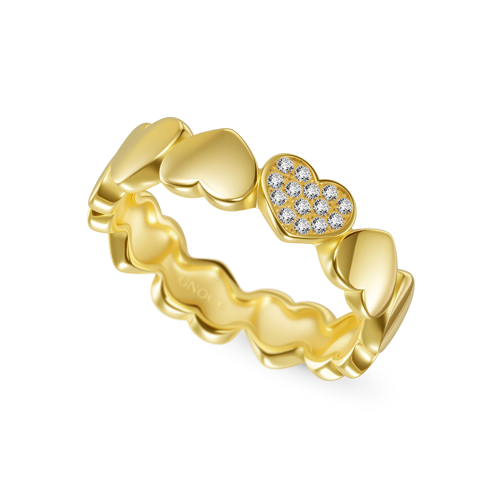 Gnoce 14K/10K Solid Gold Moissanite Heart Cluster Ring_4
