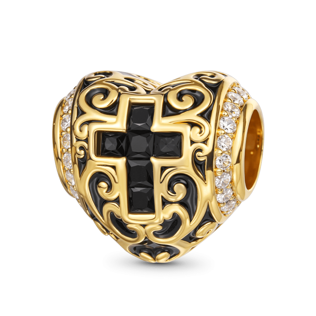 Gnoce Heart-shaped Retro Cross Charm_1