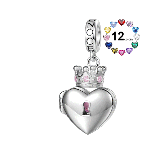 Gnoce Openable Skull Heart Lock Birthstone Pendant Dangle Charm_1