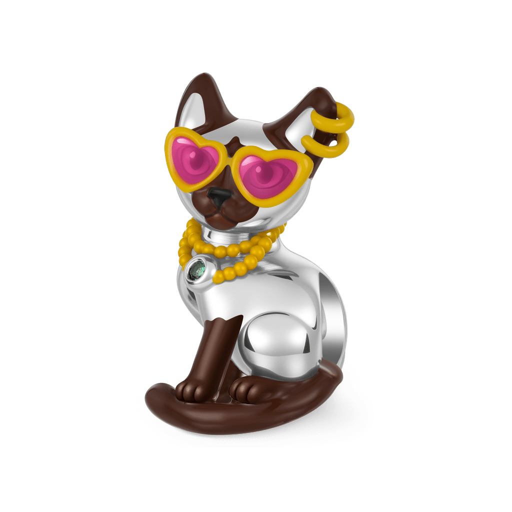 Gnoce Fashionable Siamese Cat Pendant Dangle Charm_1