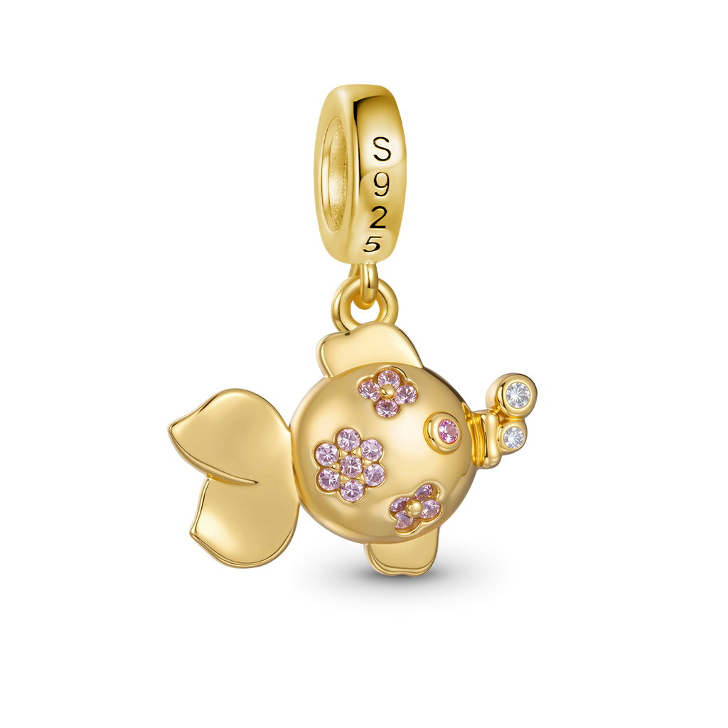 Gnoce Sparkling Playful Goldfish Pendant Dangle Charm_5