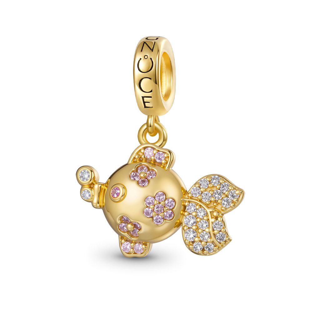 Gnoce Sparkling Playful Goldfish Pendant Dangle Charm_1