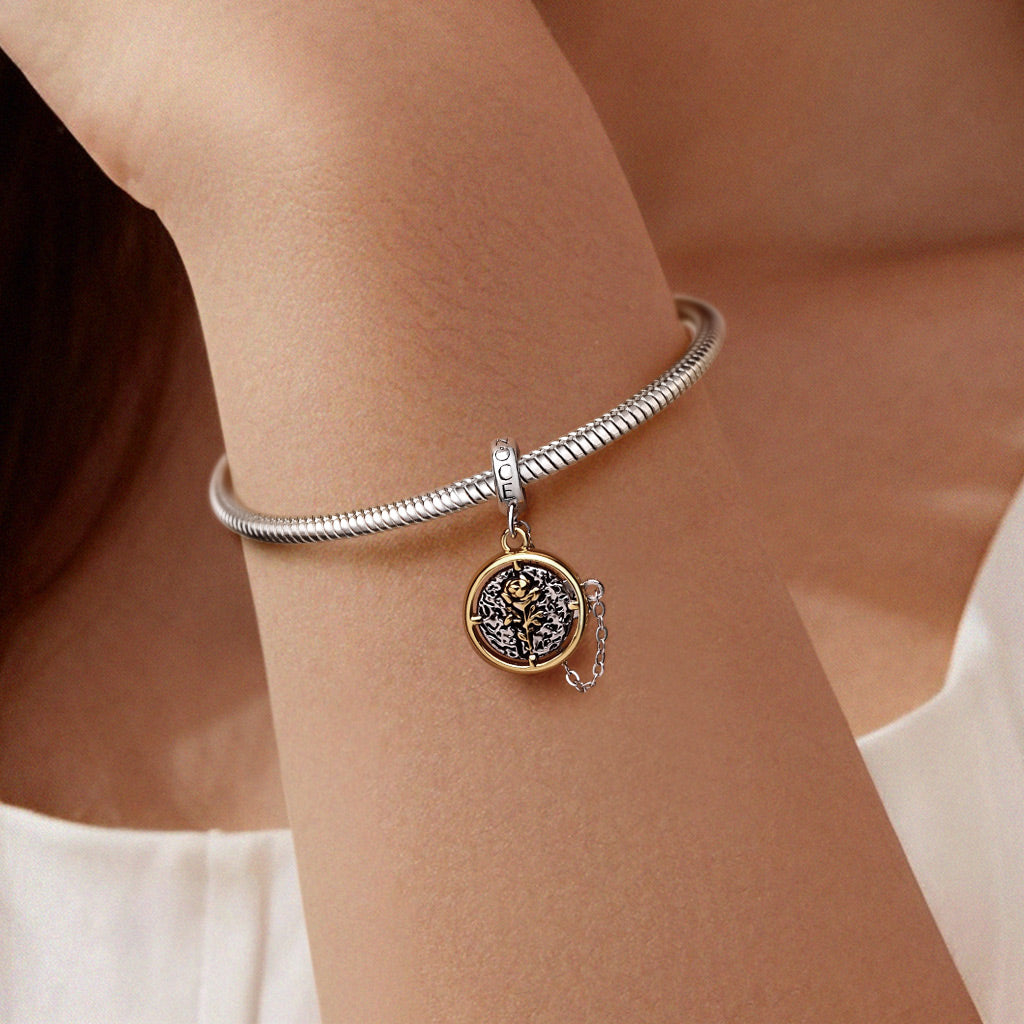 Gnoce Engravable Rose Gift Pendant Dangle Charm_2