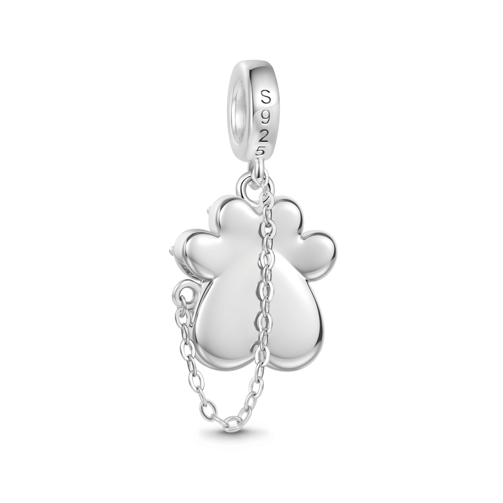 Gnoce Engravable Pet Paw Birthstone Pendant Dangle Charm_6