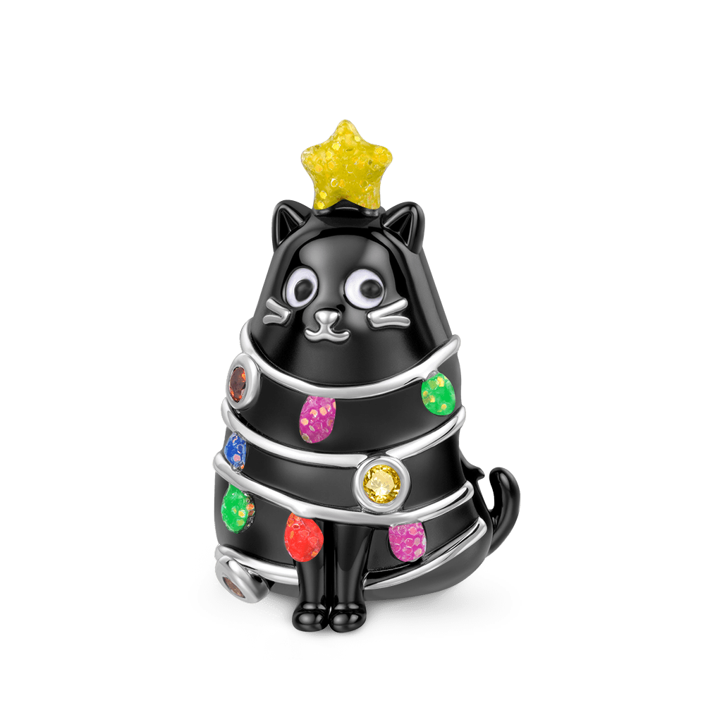 Gnoce Glow-in-the-Dark Black Cat Christmas Tree Beads_2