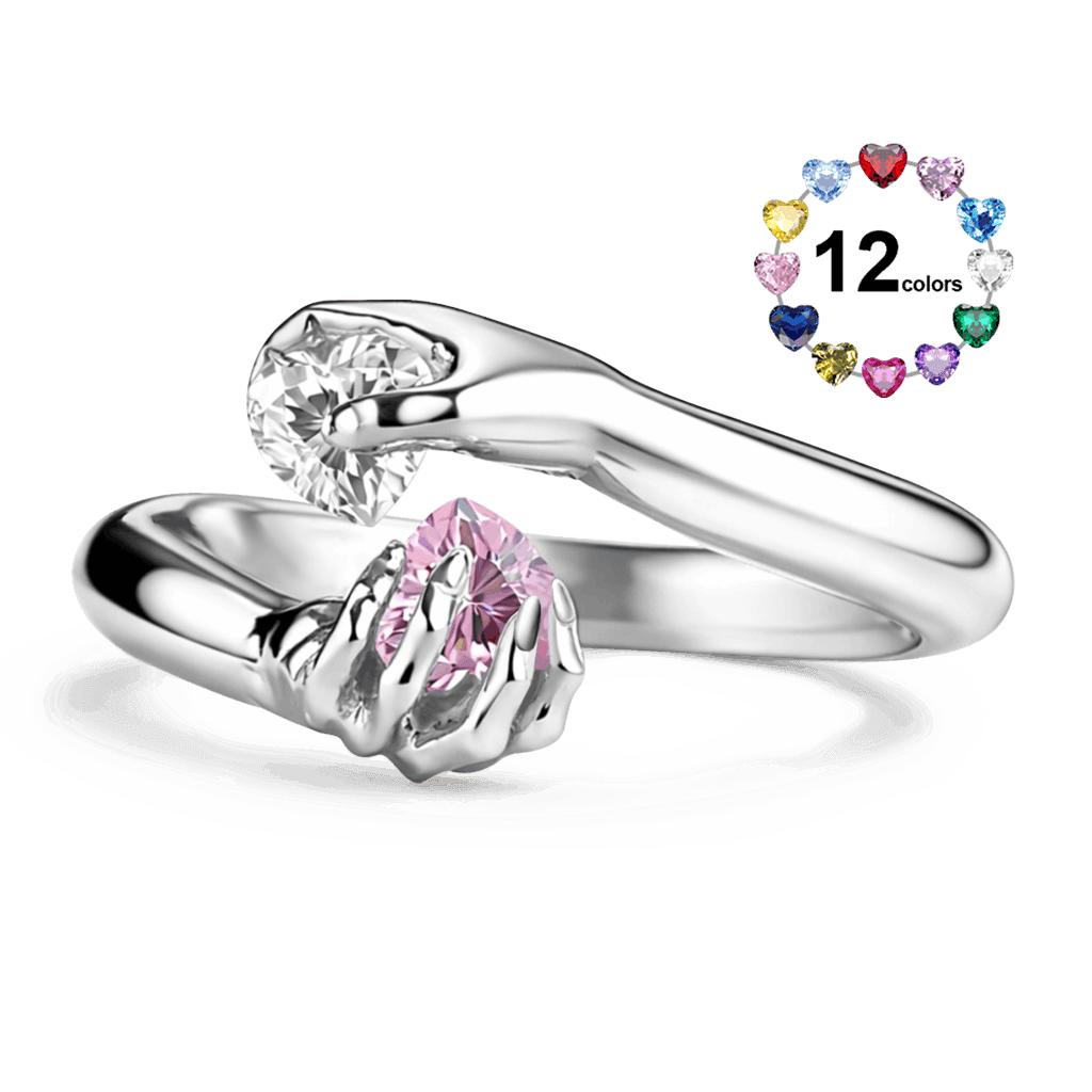 Gnoce Personalized Handheld Heart Birthstone Ring_1