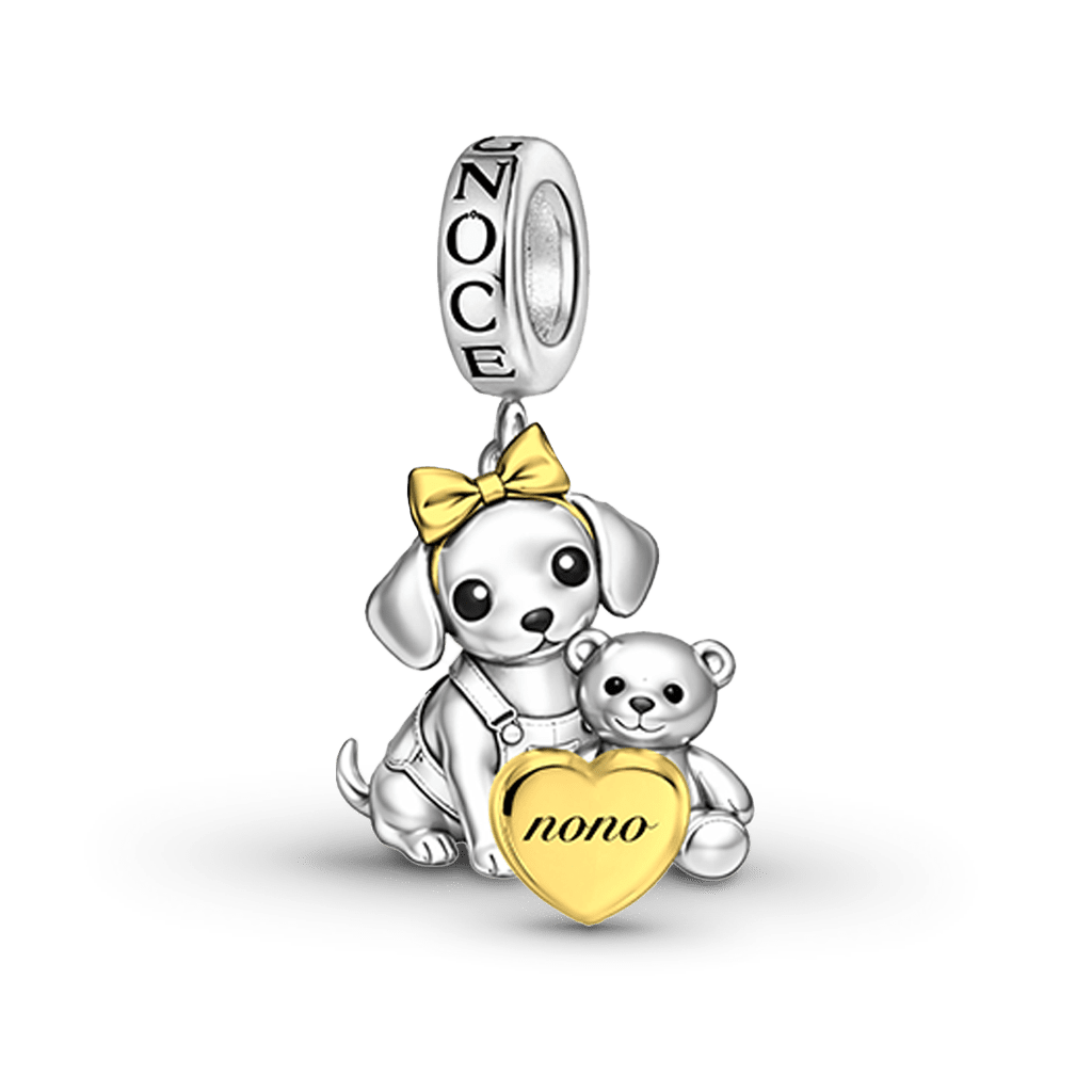 Gnoce Dachshund Embrace Bear Engravable Pendant Dangle Charm_1