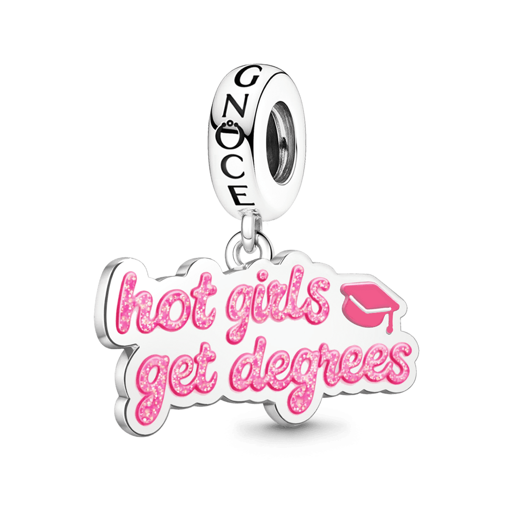 Gnoce Graduation 'hot girls get degrees'  Engravable Pendant Dangle Charm_1