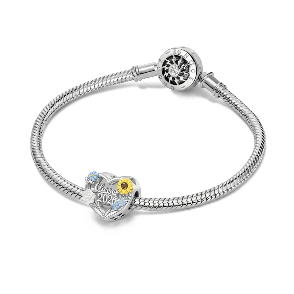 Gnoce Graduation Flower Heart Personalized Photo Charm_3
