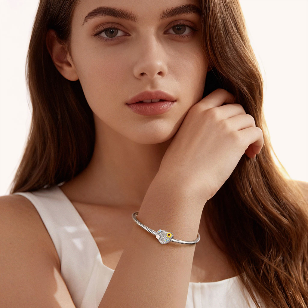 Gnoce Graduation Flower Heart Personalized Photo Charm_4